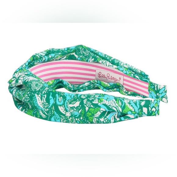 Lilly Pulitzer Green Top Knot Headband, Safari Sangria - Picture 2 of 6